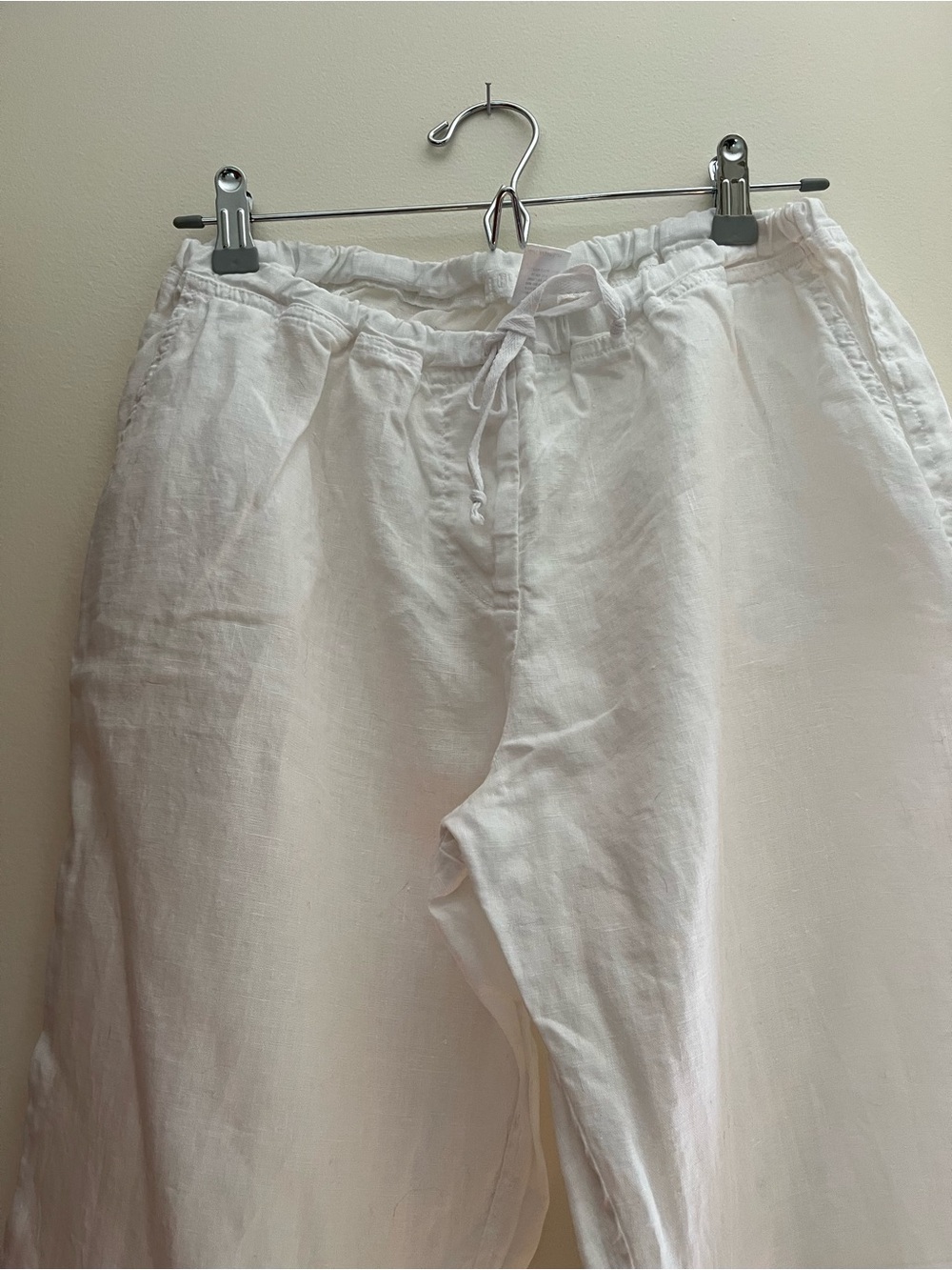 CP SHADES CLASSIC Lightweight White Linen Drawstring Pants - Picture 2 of 12
